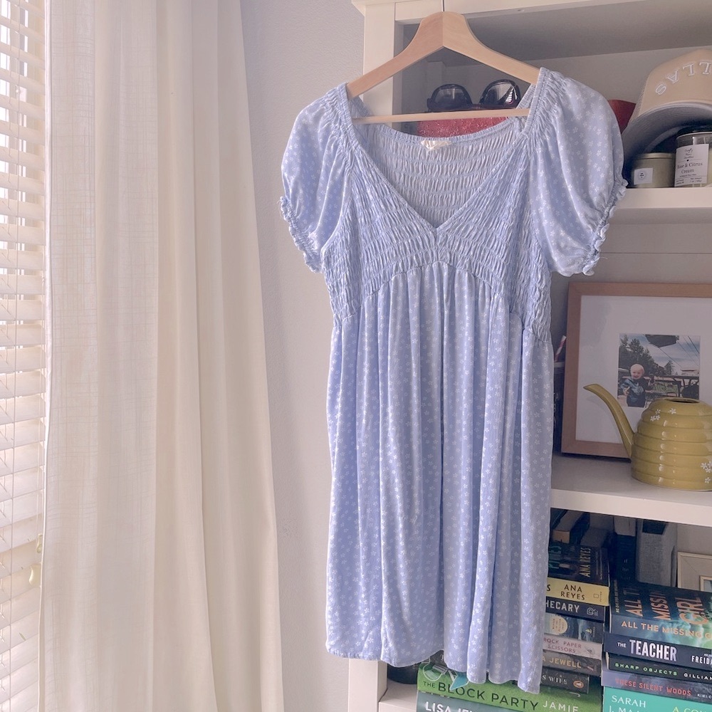 Blue LA Hearts Pacsun Floral Babydoll Dress
